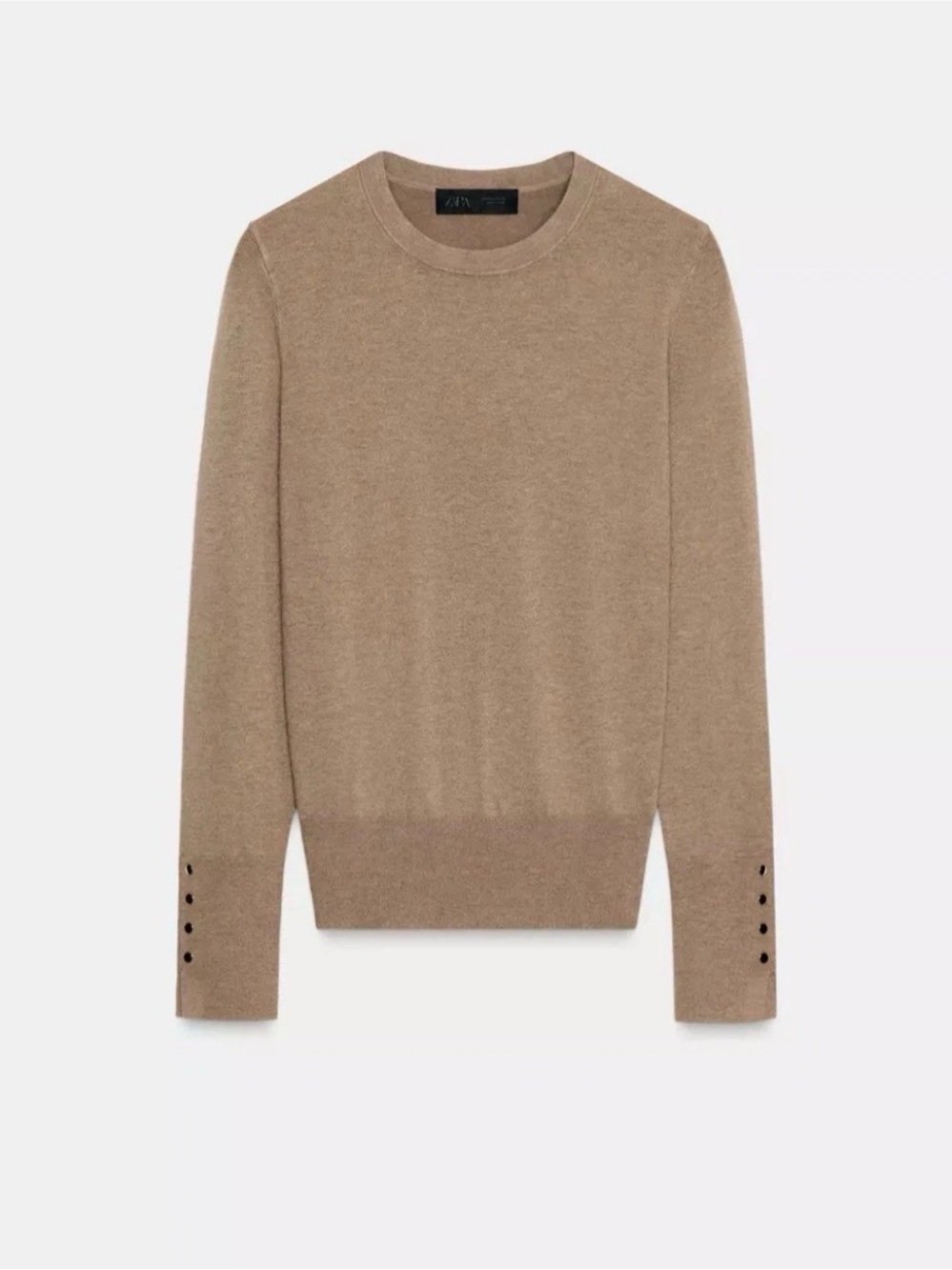 ZARA BASICS BEIGE KNIT SWEATER GOLD BUTTONS WOMENS SIZE S
